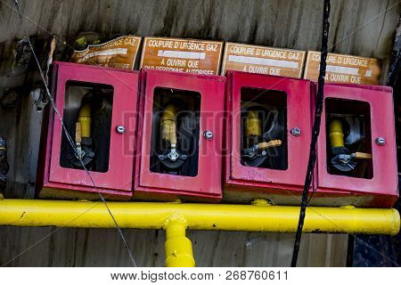 Damaged Supermarket Sprinkler Fire Protection System Equipment After Arson Fire With Burn Black Dark