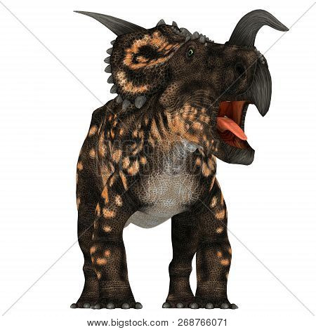 Einiosaurus Dinosaur On White 3d Illustration - Einiosaurus Was A Ceratopsian Herbivore Dinosaur Tha