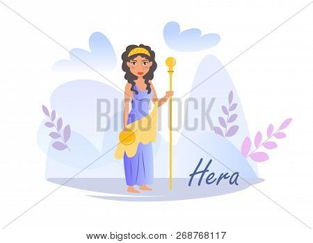 Hera Vector. Cartoon. Isolated Art On White Background. Flat