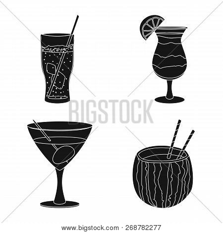 Vector Design Of Drink And Bar Sign. Set Of Drink And Party Vector Icon For Stock.