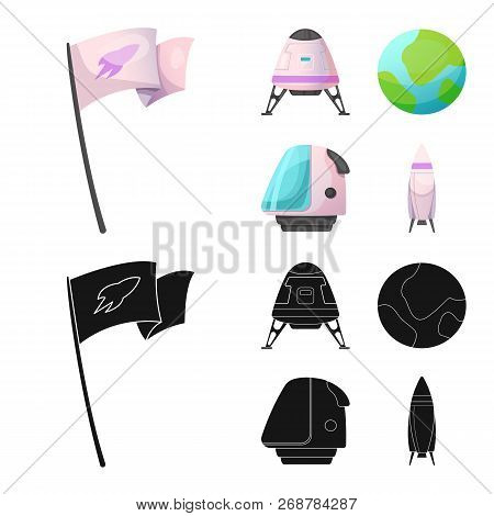 Vector Design Of Mars And Space Logo. Set Of Mars And Planet Vector Icon For Stock.