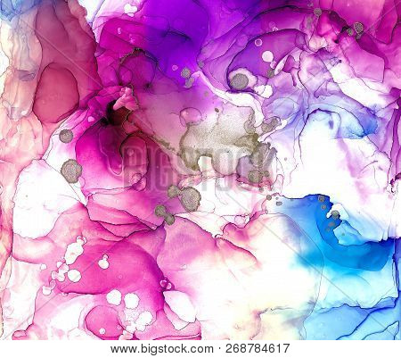 Alcohol Ink Texture. Fluid Ink Abstract Background. Art For Design
