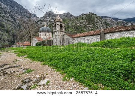 Walking Path Leading To The St. Nicholas Church By The River Shkurda In Kotor Old Town, Montenegro