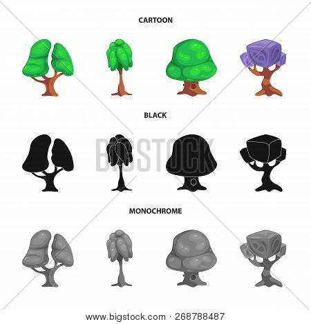 Vector Design Of Tree And Nature Icon. Set Of Tree And Crown Vector Icon For Stock.