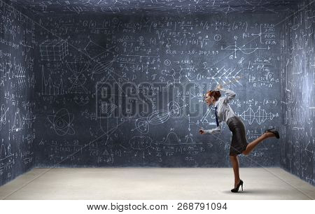 Red hair woman teacher . Mixed media