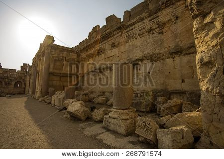 Roman Ruins Of Ancient Heliopolis. Baalbek, Bekaa Valley, Lebanon.