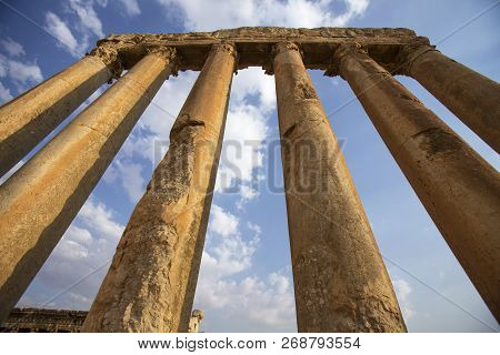 Roman Ruins Of Ancient Heliopolis. Baalbek, Bekaa Valley, Lebanon.