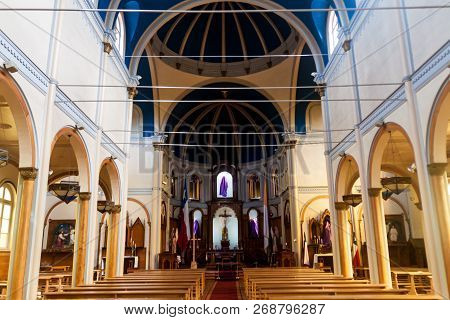 Puerto Varas, Chile - Mar 25: Interior Of Sagrado Corazon Church In Puerto Varas, Chile