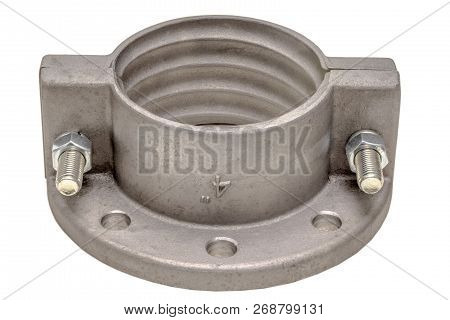 Aluminium Flange Isolate On White. Aluminium Casting Flanges, Oil Or Gas Industry.
