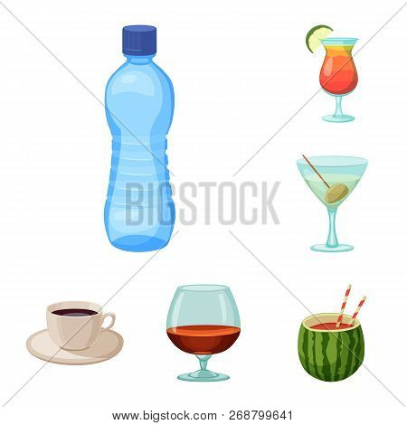 Vector Illustration Of Drink And Bar Symbol. Collection Of Drink And Party Vector Icon For Stock.