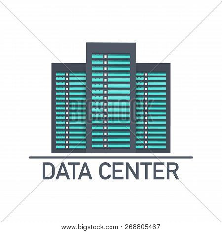 Data Center. Mainframe Service Concept Banner, Server Rack. Server Room Concept, Data Bank Center. V