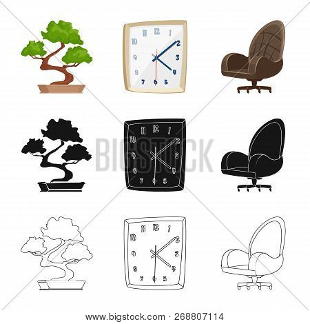 Isolated Object Of Furniture And Work Icon. Collection Of Furniture And Home Stock Symbol For Web.