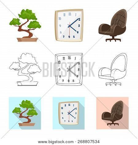 Isolated Object Of Furniture And Work Icon. Set Of Furniture And Home Vector Icon For Stock.