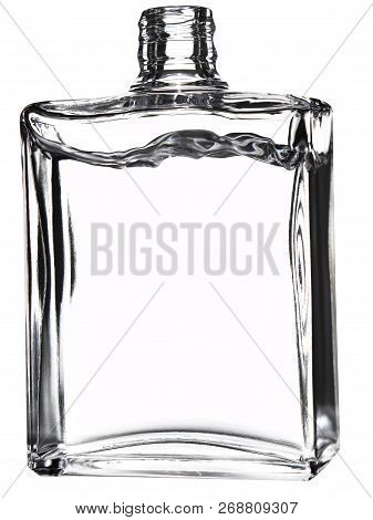 Rectangular Fragrance Bottle Straight On With Clear Moving Liquid With Clipping Path