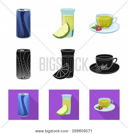 Vector Illustration Of Drink And Bar Symbol. Set Of Drink And Party Vector Icon For Stock.