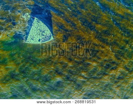 An Aerial Shot Of The Ss Palo Alto, A Cement Ship Beached At Seacliff