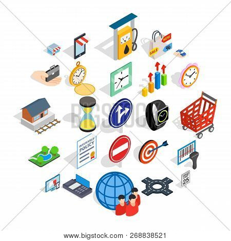 Megapolis Icons Set. Isometric Set Of 25 Megapolis Vector Icons For Web Isolated On White Background