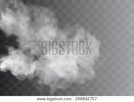 Transparent Special Effect Stands Out With Fog Or Smoke. White Cloud Vector, Fog Or Smog.