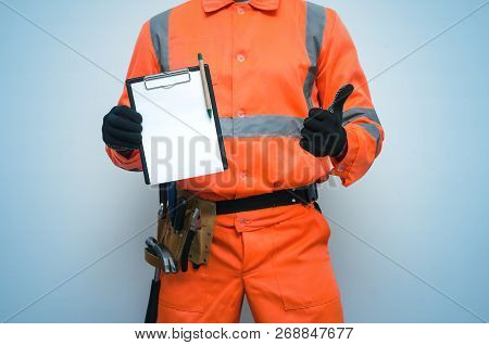 Building Contract. Fix List. To Do List Template. Builder Worker Is Showing A Blank Page Document In