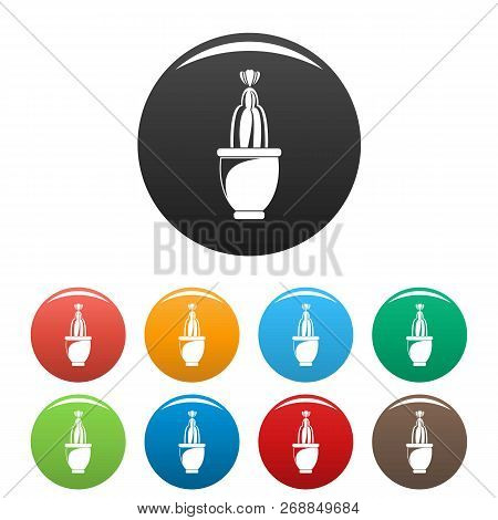 Cactus Flower Icons Set 9 Color Vector Isolated On White For Any Design