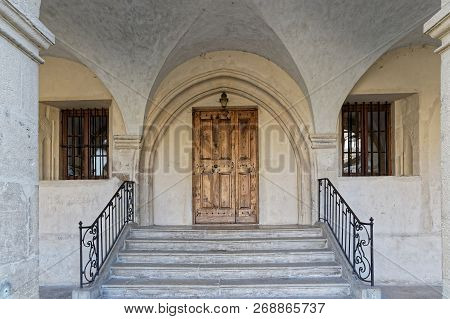 Cremieu, France, October 19, 2018 : Cloister Of Convent Of Augustins. The City Has A Long And Import