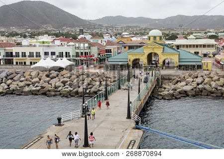 Basseterre, Saint Kitts - May 18, 2015: Port Zante Is The Harbor In Basseterre, Saint Kitts, Which H
