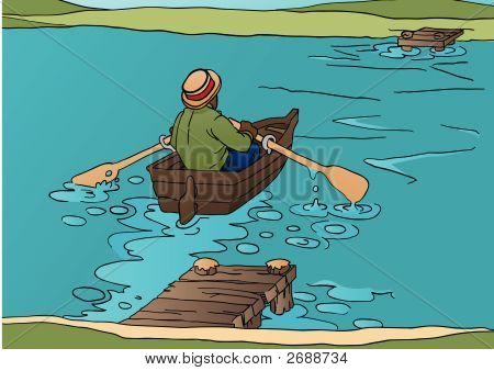 คนพายเรือข้ามทะเลสาบ