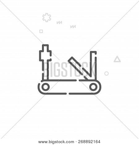 Bike Or Bicyle Tools Vector Line Icon. Bicycle Multitool Symbol, Pictogram, Sign. Light Abstract Geo