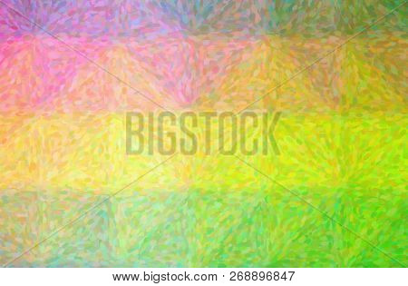 Illustration Of Abstract Orange, Yellow, Green And Blue Impressionist Pointlilism Horizontal Backgro