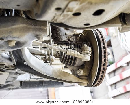 Forged Car For A Hundred. Car Repair. Car View From Below.