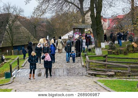 Uzhgorod, Ukraine - Jan 13, 2018: Vasylya Festival Celebrating In Transcarpathia. Tourists And Local