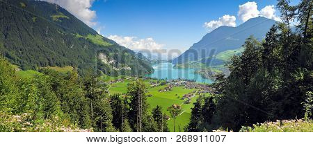 Lungern Village In Switzerland - Panoramic View