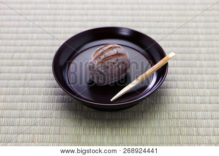 inoko mochi ( baby boar rice cake), traditional japanese sweets for tea ceremony in winter