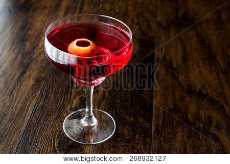 Boulevardier Cocktail With Lemon Peel.
