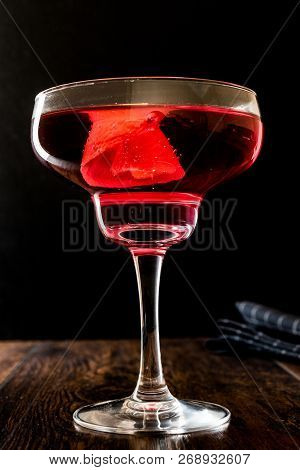 Boulevardier Cocktail With Lemon Peel.