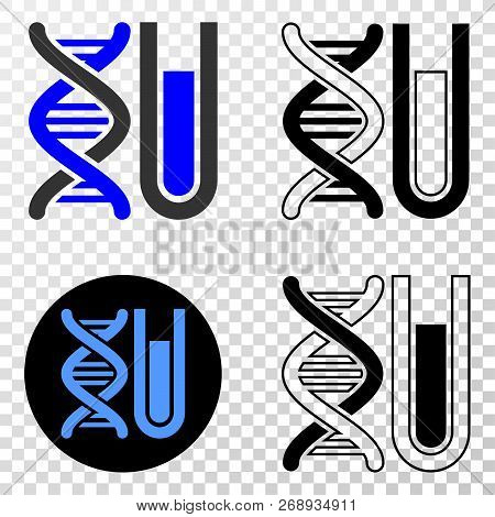Dna Testtube Eps Vector Pictograph With Contour, Black And Colored Versions. Illustration Style Is F