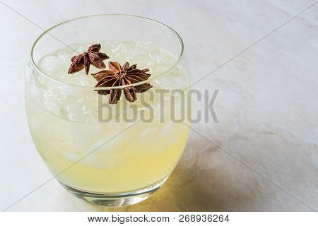 Cardamom Cocktail With Anise Star And Crushed Ice.
