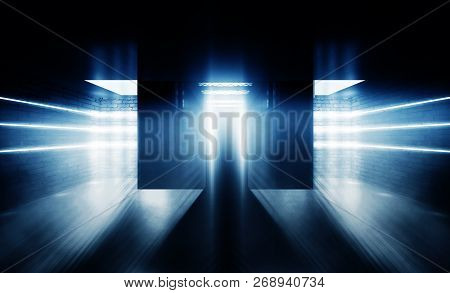 Background Of An Empty Room With  Walls And Concrete Floor. Empt