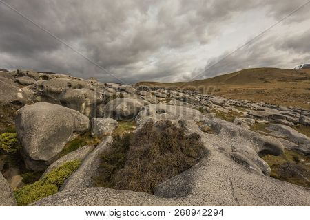 The Castle Hill Conservation Area or  Kura Tawhiti, Arthur's pass, Limestone rock formations, Southern Alps, South island, New Zealand