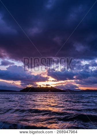 Sunrise on the bay of Nidri in Lefkas island Greece