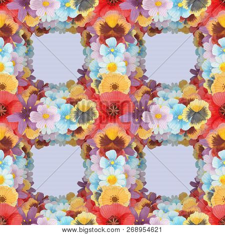 Wild Flowers Watercolor Pattern Set Illustration Seamless