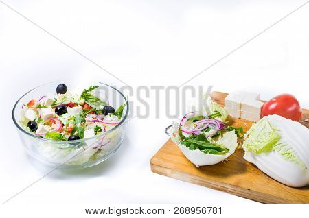 A Set Of Vegetables For Cooking Salad.