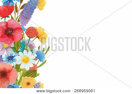 Wild Flowers Watercolor Composition Illustration Art Set