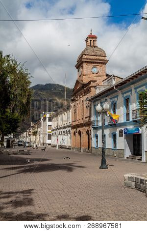 Ibarra, Ecuador - June 28, 2015: Buildings On Parque Pedro Moncayo In Ibarra Town, Ecuador