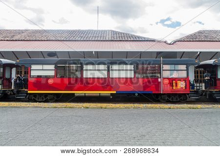 Ibarra, Ecuador - June 28, 2015: Train In The Railway Station In Ibarra Town, Ecuador