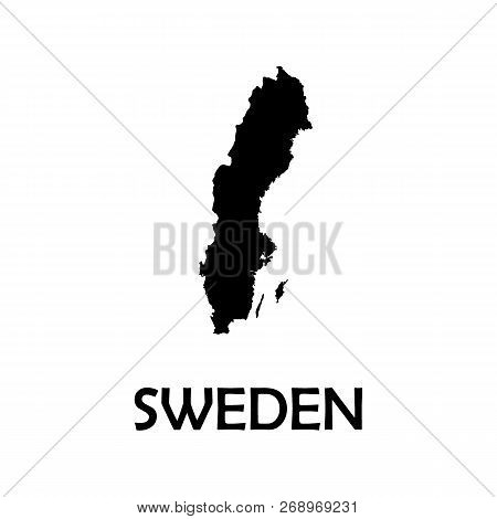 Vector Map Sweden. Isolated Vector Illustration. Black On White Background. Eps Illustration.