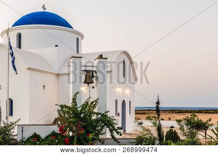 The Multi Denominational Church Of St. Nicholas On A Shore Closeup In Paphos, Cyprus