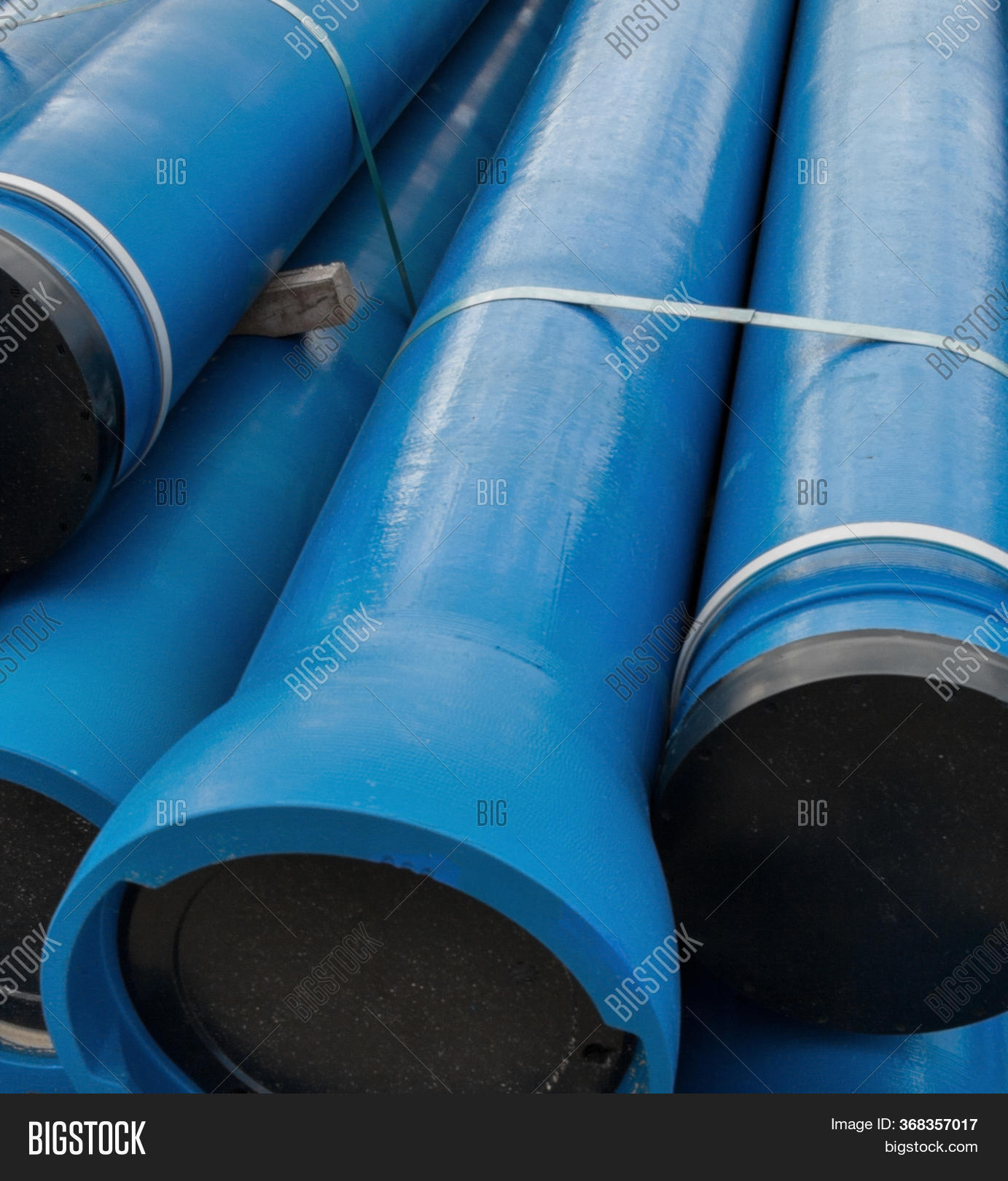 Stack New Blue Pipes ( Image & Photo (Free Trial) Bigstock