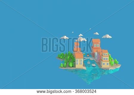 3d Illustrator  Bigben Of England, 3d Rendering Low Polygon Geometry Background. Abstract Polygonal 