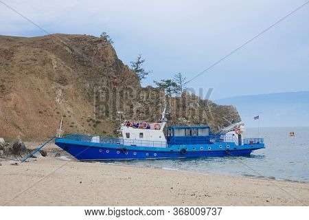 OLKHON ISLAND, 27 AUGUST, 2019: Tourists traveling on Olkhon Island, Baikal Lake, Siberia, Russia